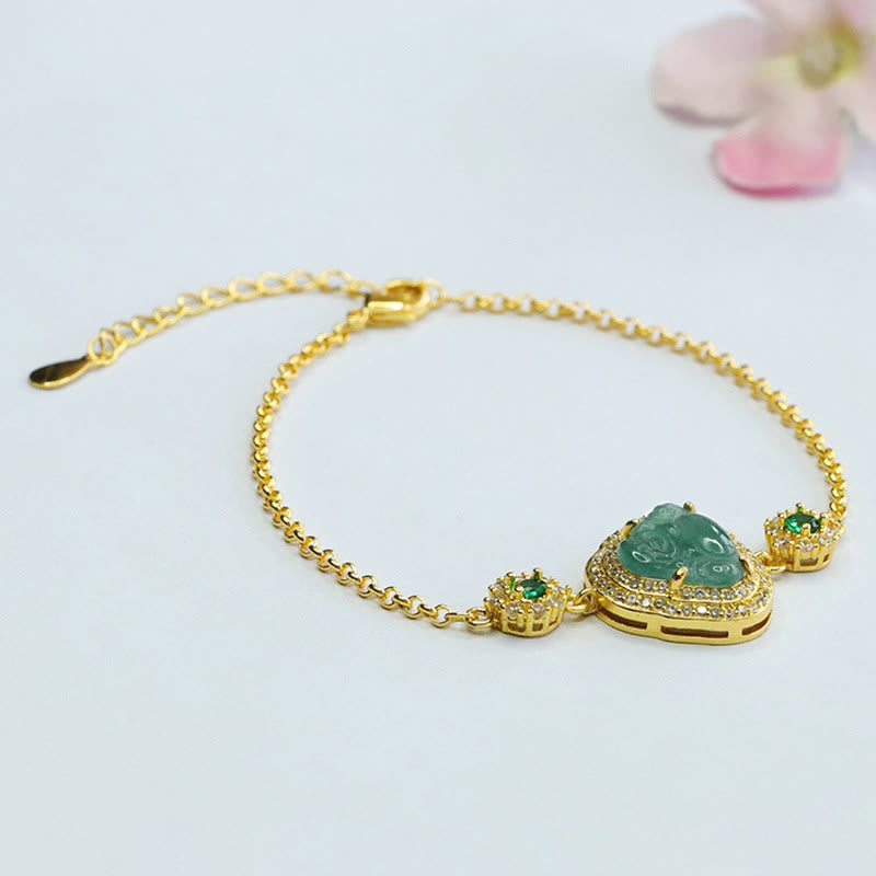 Buddha Stones Lachende Boeddha groene jade zirkoon geluksketting Armband - image 4
