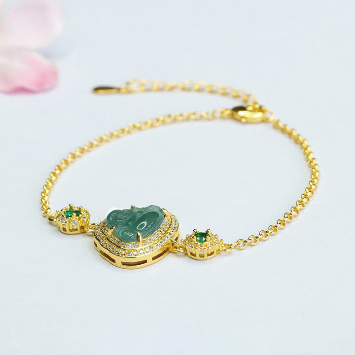 Buddha Stones Lachende Boeddha groene jade zirkoon geluksketting Armband - image 5