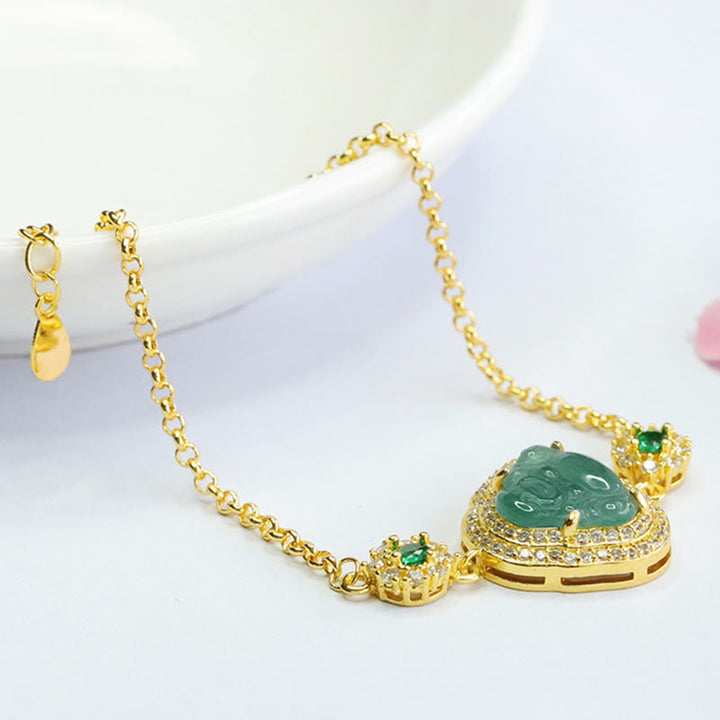 Buddha Stones Lachende Boeddha groene jade zirkoon geluksketting Armband - image 2
