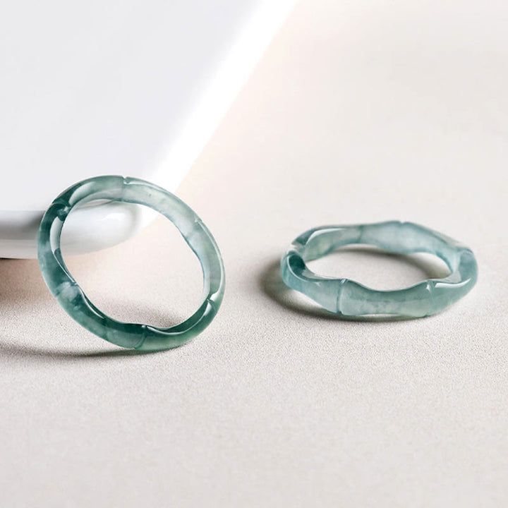 Buddha Stones Natuurlijke jade bamboe Ring voor voorspoed en overvloed - image 3