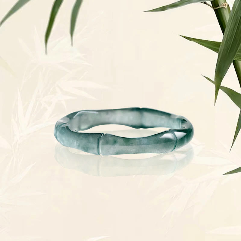 Buddha Stones Natuurlijke jade bamboe Ring voor voorspoed en overvloed - 20mm - image 0