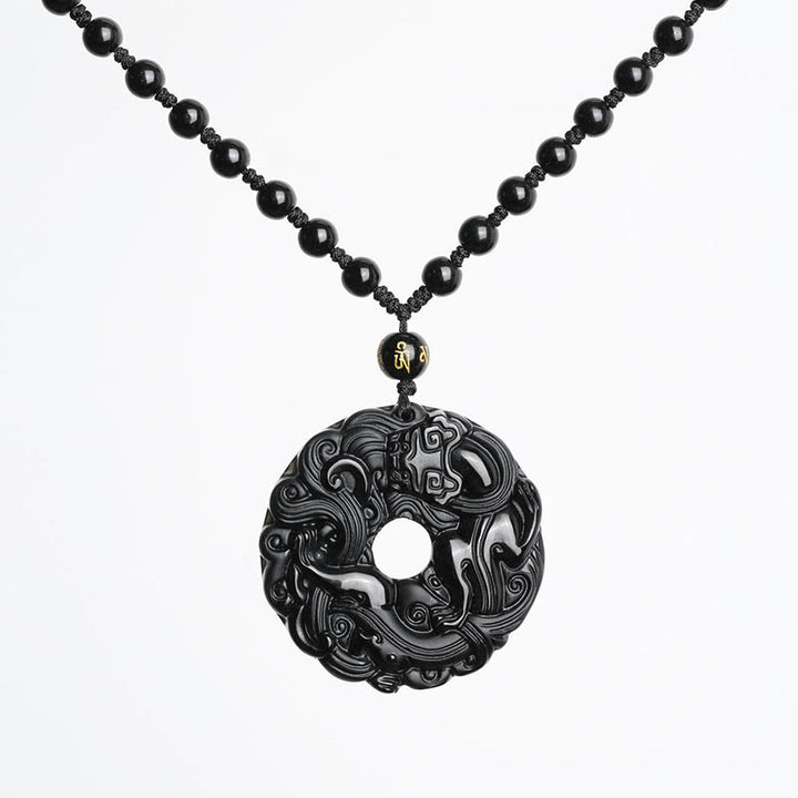 Buddha Stones Natuurlijke zwarte obsidiaan vredesgesp PiXiu Ketting - image 9