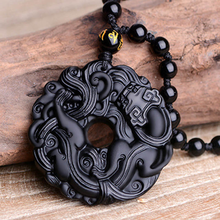 Buddha Stones Natuurlijke zwarte obsidiaan vredesgesp PiXiu Ketting - image 16