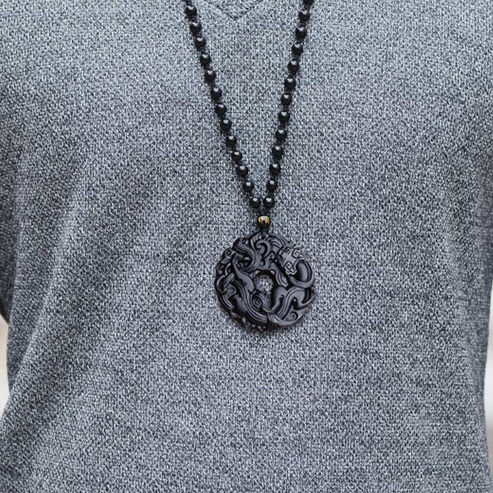 Buddha Stones Natuurlijke zwarte obsidiaan vredesgesp PiXiu Ketting - image 14