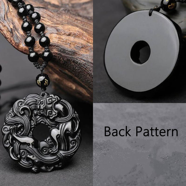 Buddha Stones Natuurlijke zwarte obsidiaan vredesgesp PiXiu Ketting - image 4