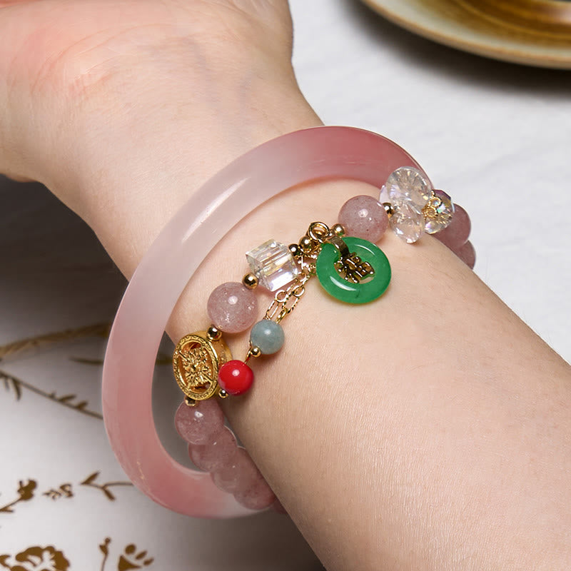Buddha Stones Roze Bangle-armband die liefde en bescherming aantrekt - image 1