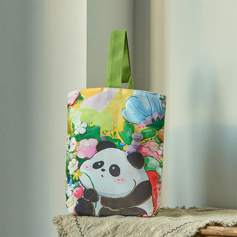 Buddha Stones Panda Orchid Loquat canvas Handtas - Panda Vrede 15*8*22cm - image 0