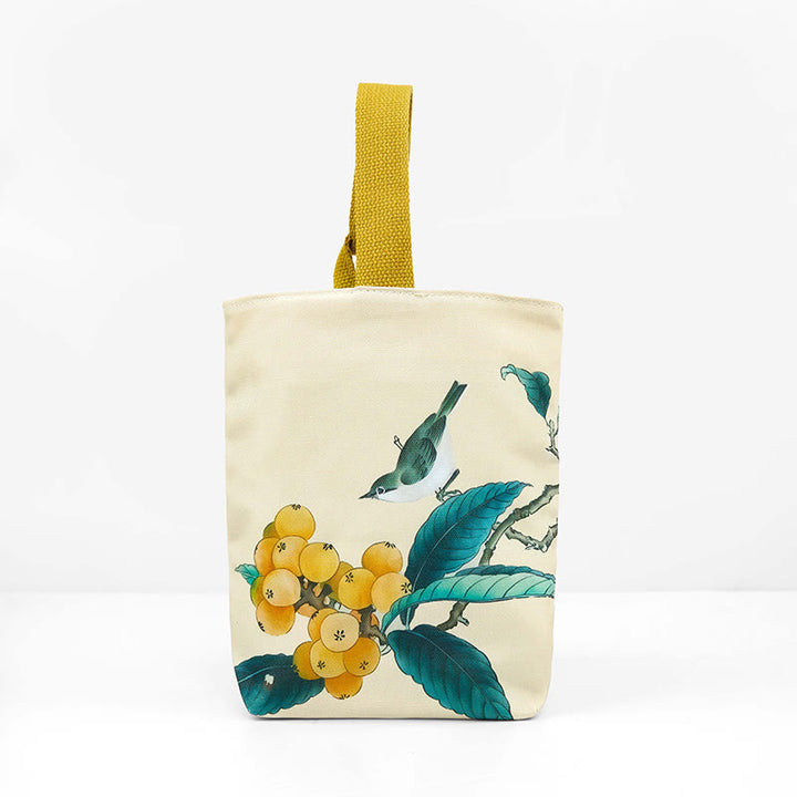 Buddha Stones Loquat Bird Canvas Handtas - image 3