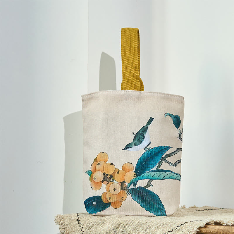 Buddha Stones Loquat Bird Canvas Handtas - image 1