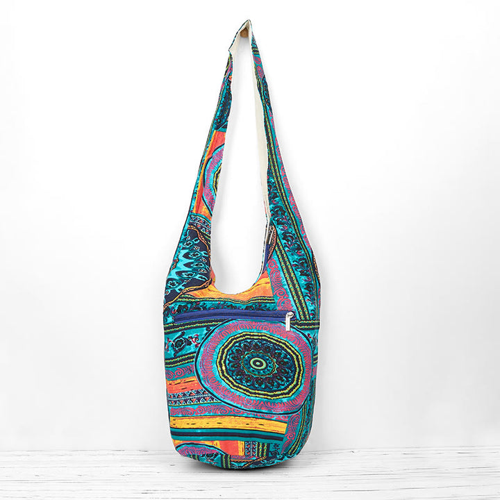 Buddha Stones Blauwe katoenen Schoudertas (crossbody) met Schoudertas - image 2