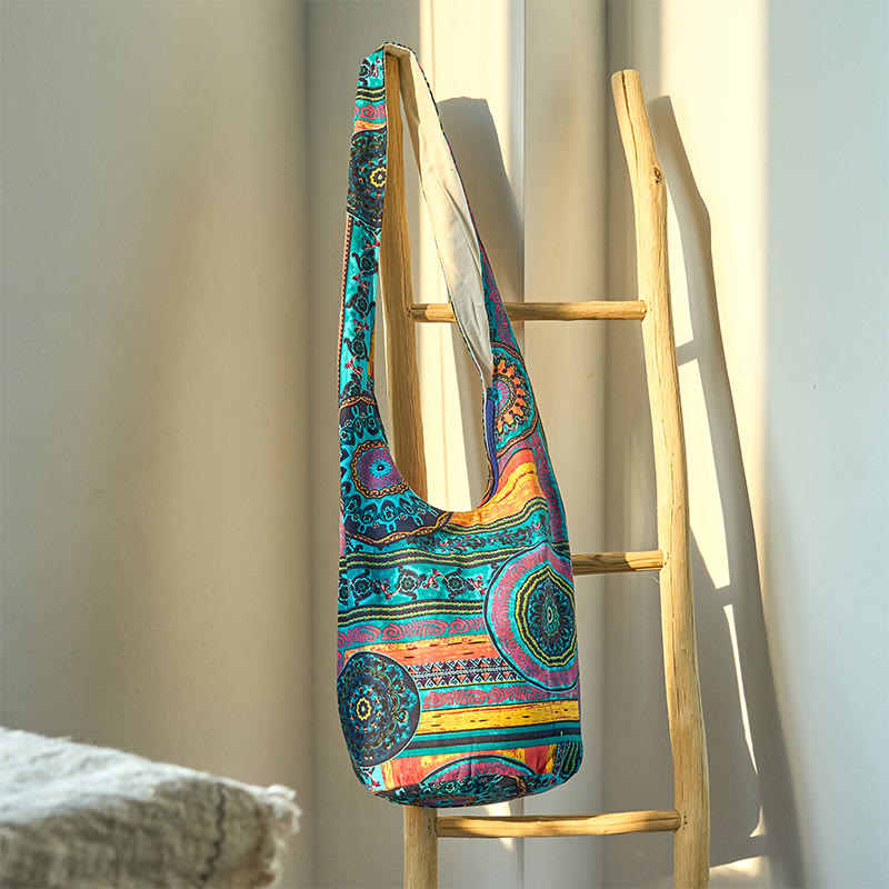 Buddha Stones Blauwe katoenen Schoudertas (crossbody) met Schoudertas - image 1