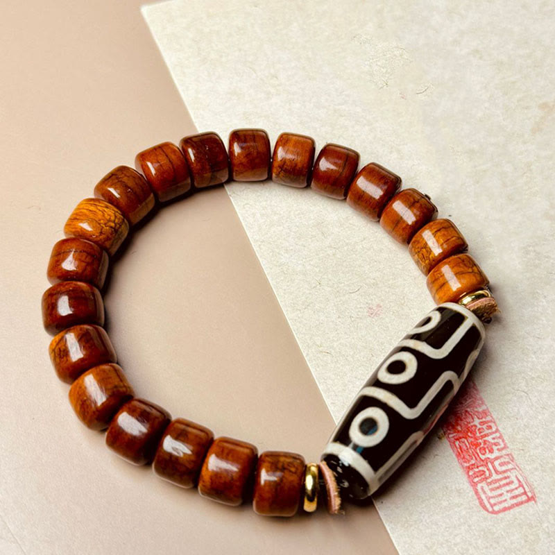 Buddha Stones Tibetaanse bottenkralen negenoog Dzi kralen Armband - Botkralen (Polsomtrek 14-16 cm) - image 0