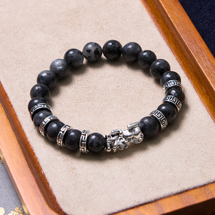 Buddha Stones Zwarte PiXiu Power Armband - Zwarte glittersteen (Polsomtrek 14-16 cm) - image 0