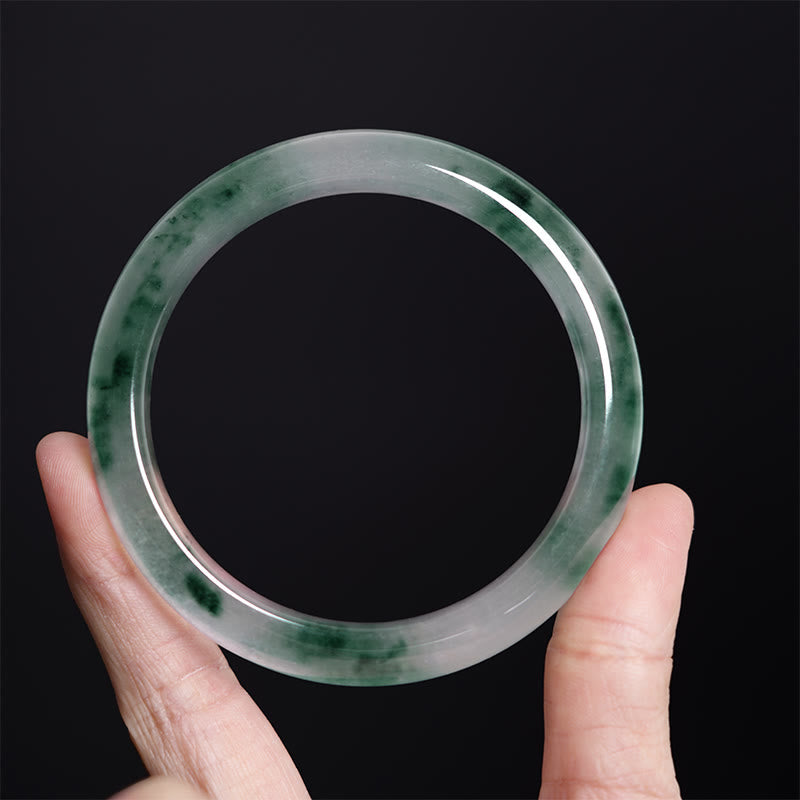 Buddha Stones Bangle-armband met drijvende bloem van natuurlijke jade, symbool van geluk. - image 3