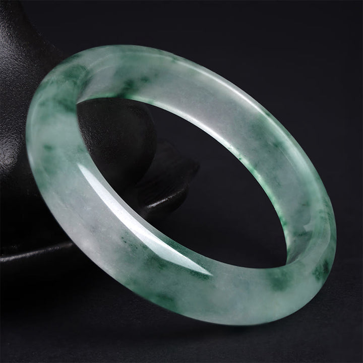 Buddha Stones Bangle-armband met drijvende bloem van natuurlijke jade, symbool van geluk. - image 8