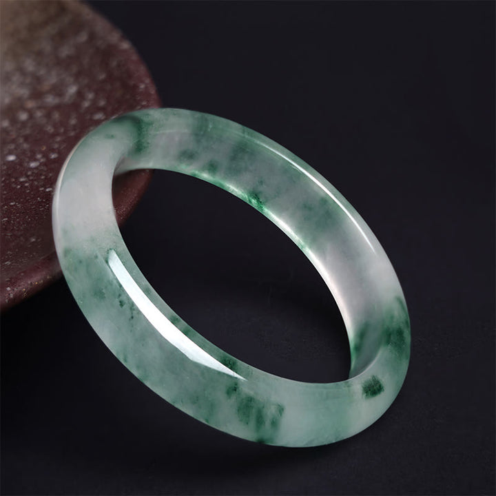 Buddha Stones Bangle-armband met drijvende bloem van natuurlijke jade, symbool van geluk. - 64 mm - image 0