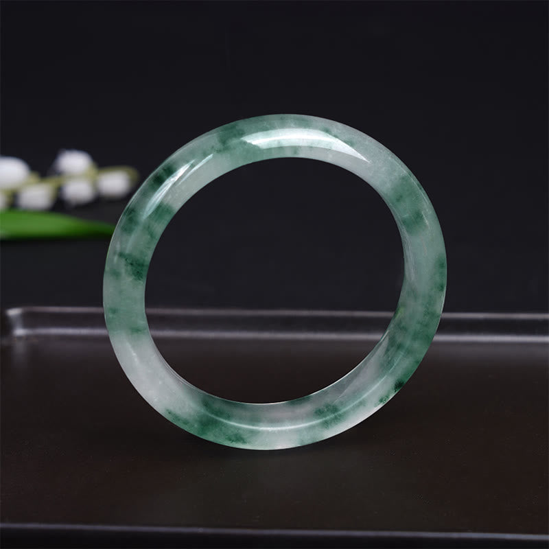 Buddha Stones Bangle-armband met drijvende bloem van natuurlijke jade, symbool van geluk. - image 7
