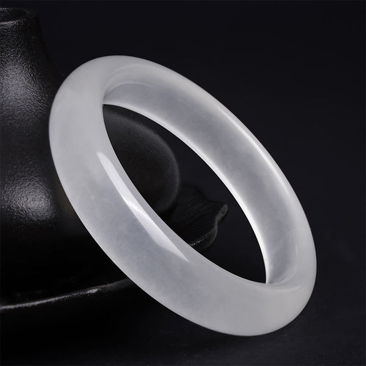 Buddha Stones Natuurlijke witte chalcedoon Bangle-armband met positieve uitstraling - image 3