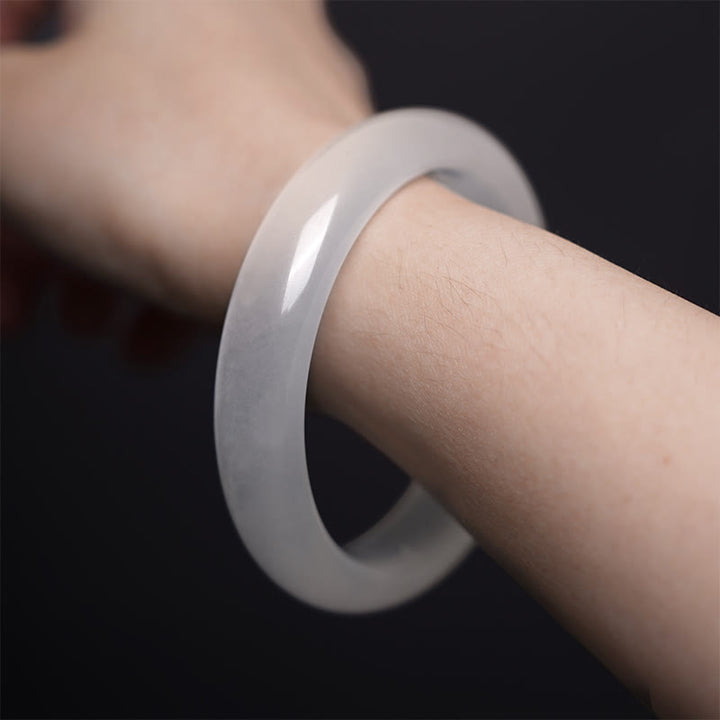 Buddha Stones Natuurlijke witte chalcedoon Bangle-armband met positieve uitstraling - image 4