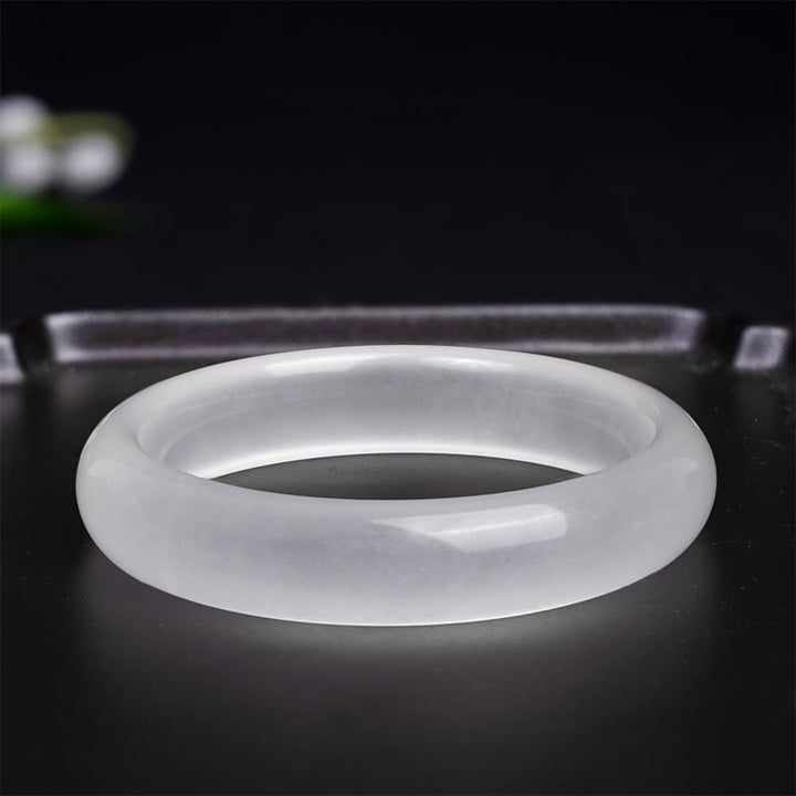 Buddha Stones Natuurlijke witte chalcedoon Bangle-armband met positieve uitstraling - image 2
