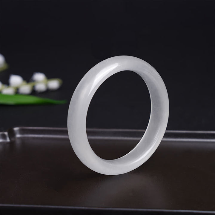 Buddha Stones Natuurlijke witte chalcedoon Bangle-armband met positieve uitstraling - image 1