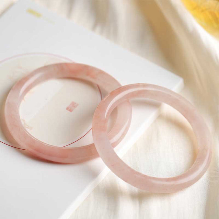 Buddha Stones Roze gouden zijden jade Bangle-armband - Ronde - 60-62 mm - image 8