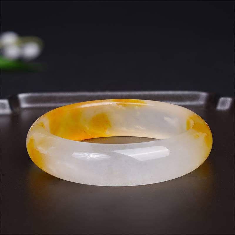 Buddha Stones Bangle-armband met gele chalcedoonmotief, symbool van harmonie en positiviteit. - image 1
