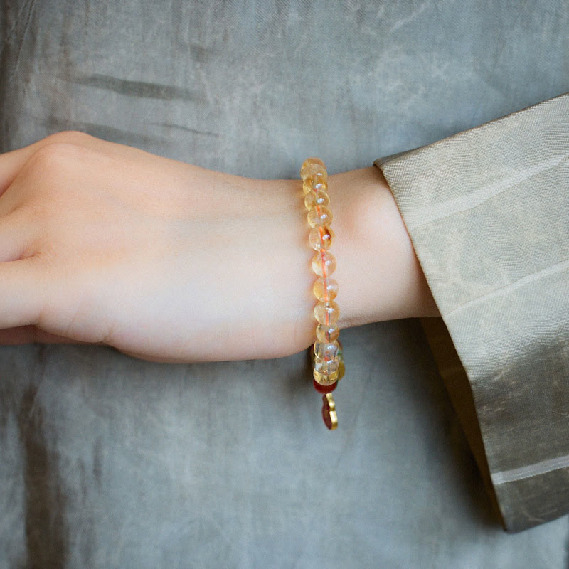 Buddha Stones Natuurlijke citrien, rode agaat en groene chalcedoon Armband - image 5