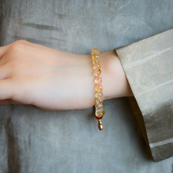 Buddha Stones Natuurlijke citrien, rode agaat en groene chalcedoon Armband - image 5