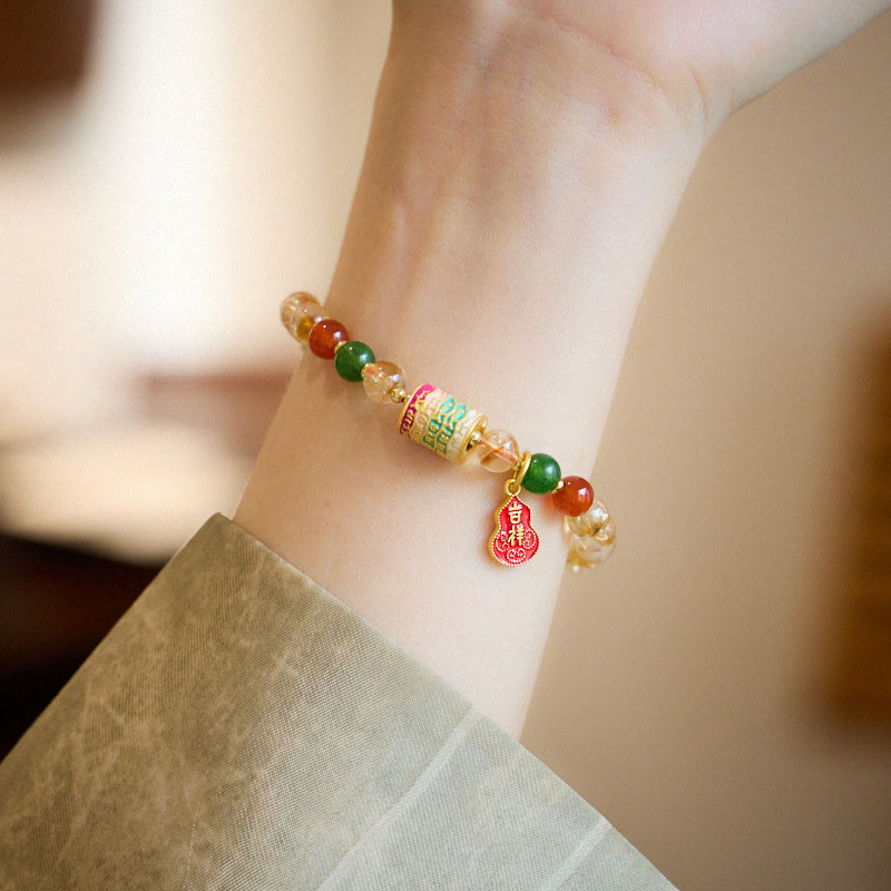 Buddha Stones Natuurlijke citrien, rode agaat en groene chalcedoon Armband - image 4