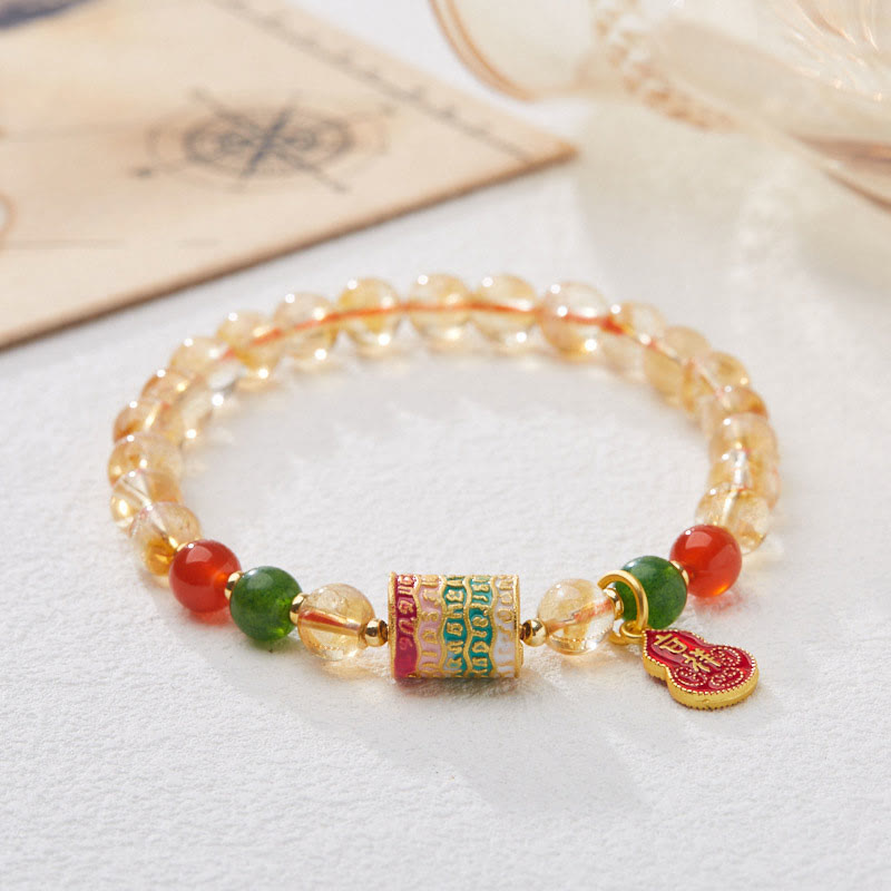 Buddha Stones Natuurlijke citrien, rode agaat en groene chalcedoon Armband - Citrien (Polsomtrek: 14-16 cm) - image 0