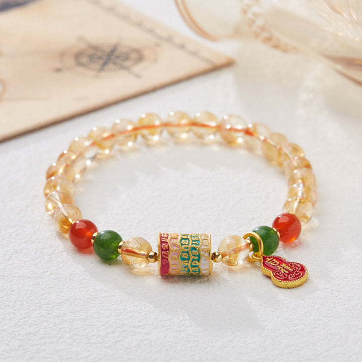 Buddha Stones Natuurlijke citrien, rode agaat en groene chalcedoon Armband - Citrien (Polsomtrek: 14-16 cm) - image 0