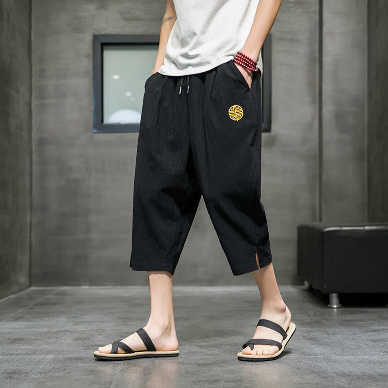 Buddha Stones Zomerse herenbroek met Zakken , Cropped - Zwart - US/UK/AU44, EU54 (5XL) - image 8