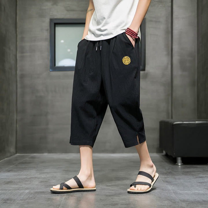 Buddha Stones Zomerse herenbroek met Zakken , Cropped - Zwart - US/UK/AU44, EU54 (5XL) - image 8