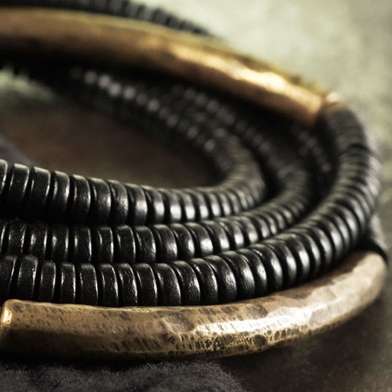 Buddha Stones Tibetaanse ebbenhouten kralen koperen Armband met meerdere lagen - image 3