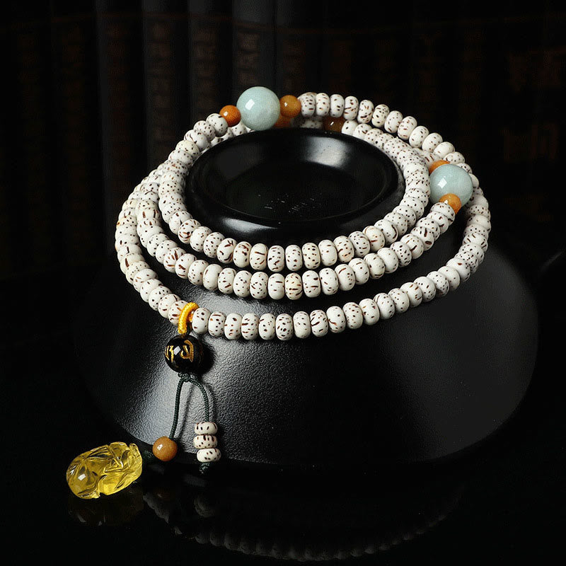Buddha Stones Tibetaanse Bodhizaad Amber Agaat Armband voor Geluk - Bodhi Seed & Amber - image 0
