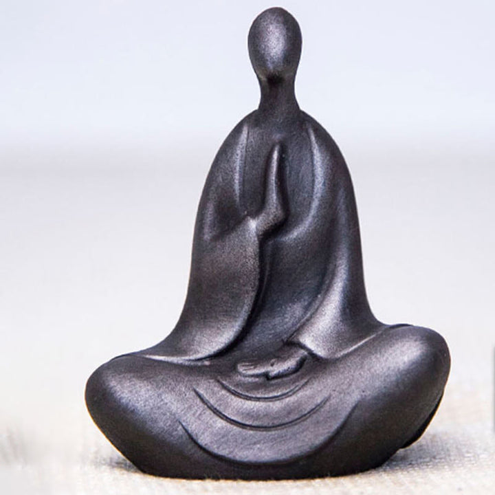 Buddha Stones Tibetaanse Boeddha Beeldje van IJzerpoeder Roest Gegoten Hars Bureaudecoratie - Meditatie Boeddha 7,3*9 cm - Gepolijste versie - image 6