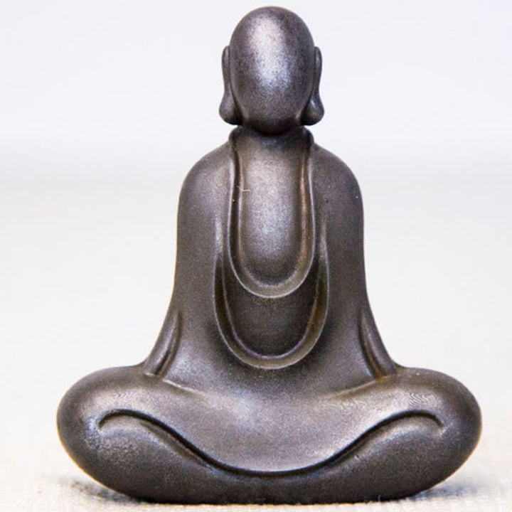 Buddha Stones Tibetaanse Boeddha Beeldje van IJzerpoeder Roest Gegoten Hars Bureaudecoratie - Boeddha 10*8,5*2,6 cm - Gepolijste versie - image 21