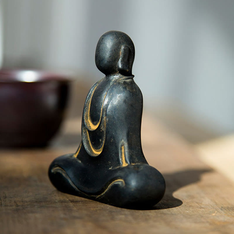Buddha Stones Tibetaanse Boeddha Beeldje van IJzerpoeder Roest Gegoten Hars Bureaudecoratie - image 13