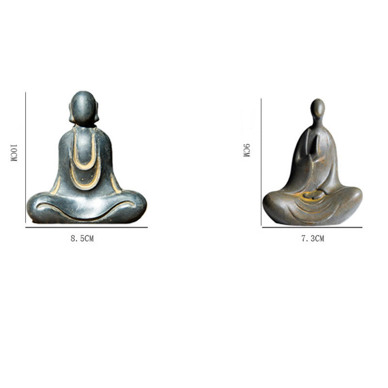 Buddha Stones Tibetaanse Boeddha Beeldje van IJzerpoeder Roest Gegoten Hars Bureaudecoratie - image 28