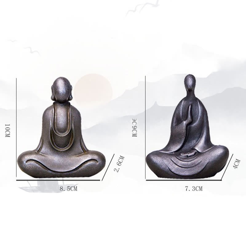 Buddha Stones Tibetaanse Boeddha Beeldje van IJzerpoeder Roest Gegoten Hars Bureaudecoratie - image 29