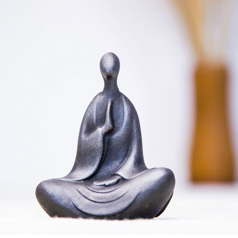 Buddha Stones Tibetaanse Boeddha Beeldje van IJzerpoeder Roest Gegoten Hars Bureaudecoratie - image 10