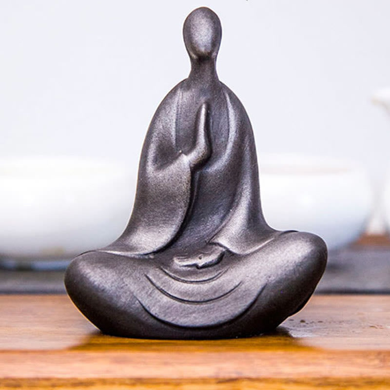 Buddha Stones Tibetaanse Boeddha Beeldje van IJzerpoeder Roest Gegoten Hars Bureaudecoratie - image 7