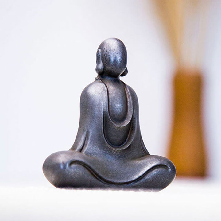 Buddha Stones Tibetaanse Boeddha Beeldje van IJzerpoeder Roest Gegoten Hars Bureaudecoratie - image 24