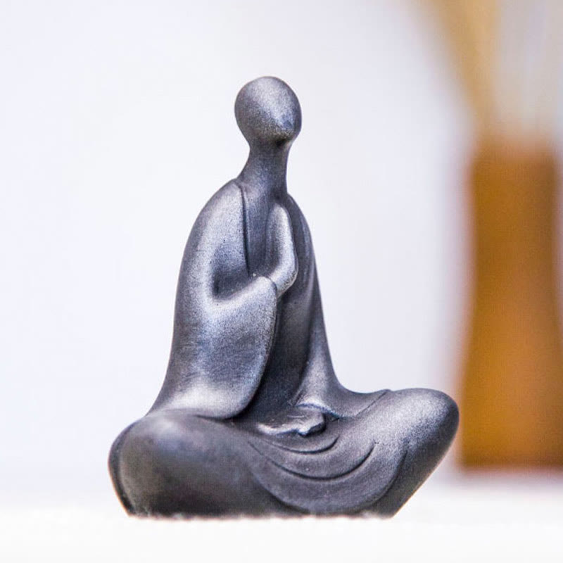 Buddha Stones Tibetaanse Boeddha Beeldje van IJzerpoeder Roest Gegoten Hars Bureaudecoratie - image 8