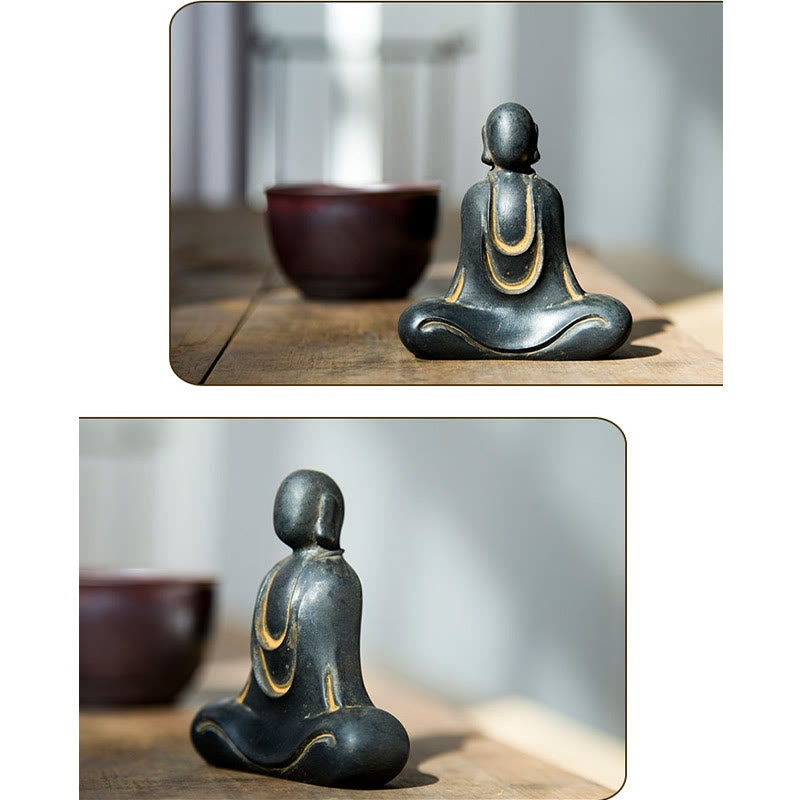 Buddha Stones Tibetaanse Boeddha Beeldje van IJzerpoeder Roest Gegoten Hars Bureaudecoratie - image 19