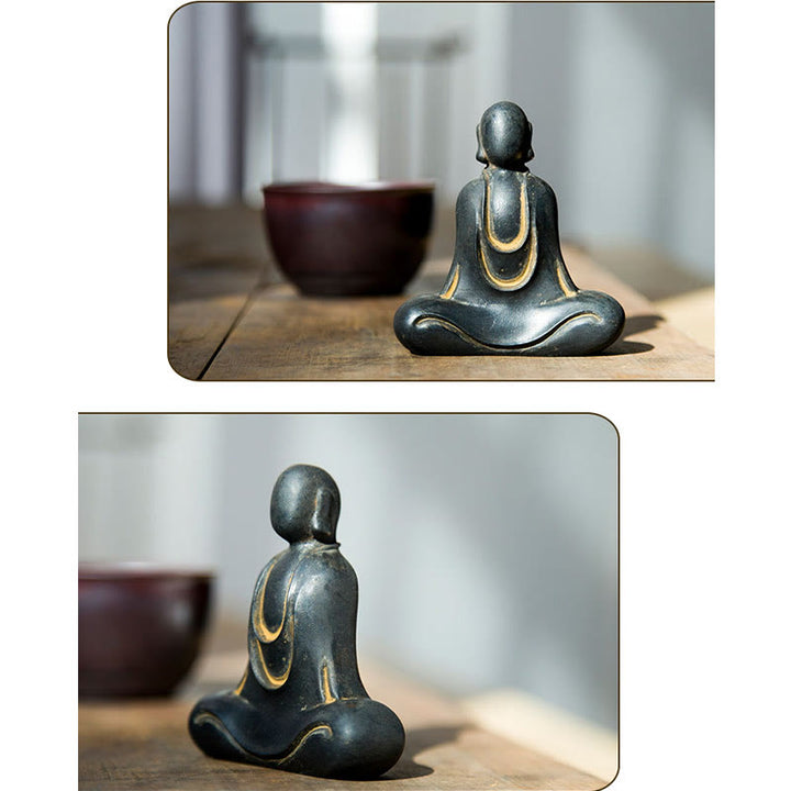 Buddha Stones Tibetaanse Boeddha Beeldje van IJzerpoeder Roest Gegoten Hars Bureaudecoratie - image 19
