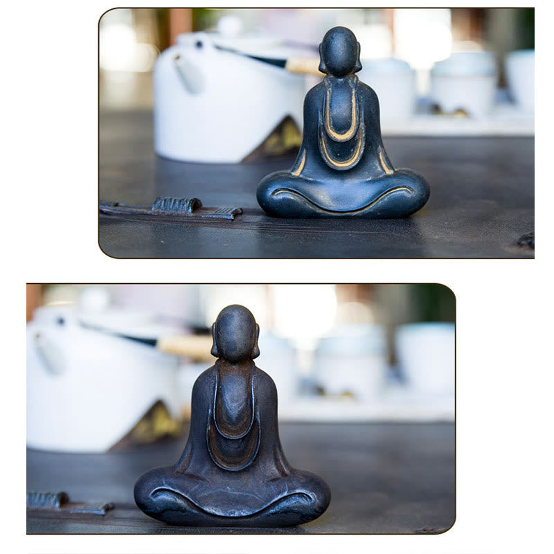 Buddha Stones Tibetaanse Boeddha Beeldje van IJzerpoeder Roest Gegoten Hars Bureaudecoratie - image 20