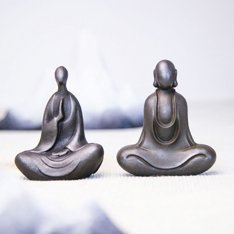 Buddha Stones Tibetaanse Boeddha Beeldje van IJzerpoeder Roest Gegoten Hars Bureaudecoratie - image 31