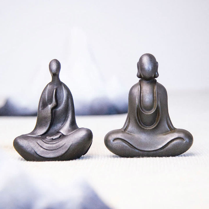 Buddha Stones Tibetaanse Boeddha Beeldje van IJzerpoeder Roest Gegoten Hars Bureaudecoratie - image 31